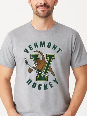 University of Vermont Hockey Graphic Tee | Gray Catamounts NCAA Shirt